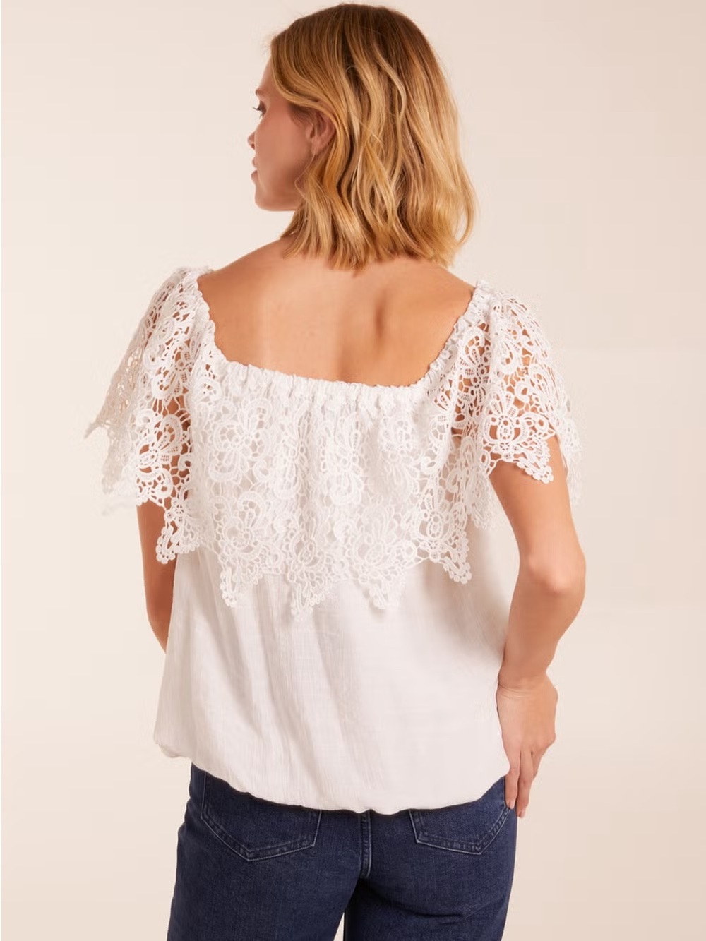 Soft Surroundings White Lace Off-Shoulder Crochet Top